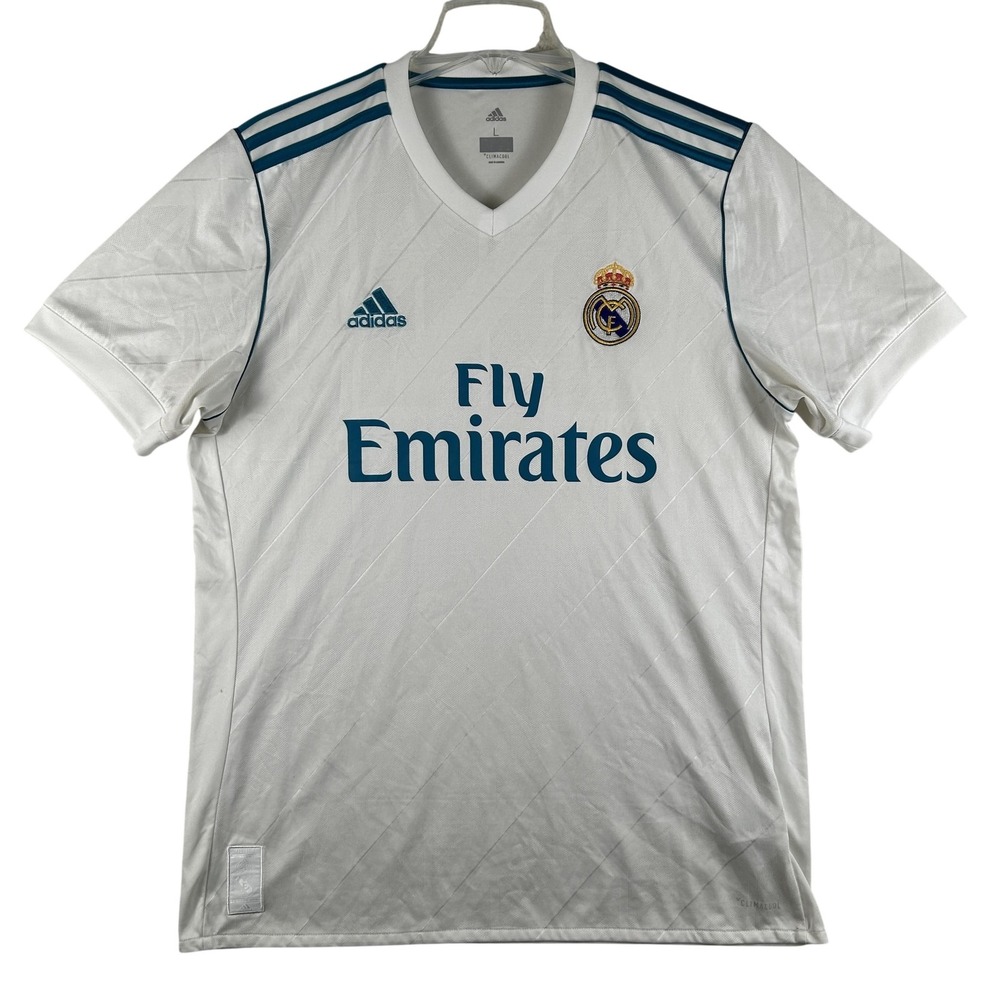 Real Madrid Jersey Mens Large 2017 La Liga Soccer Fly Emirates Adidas Home